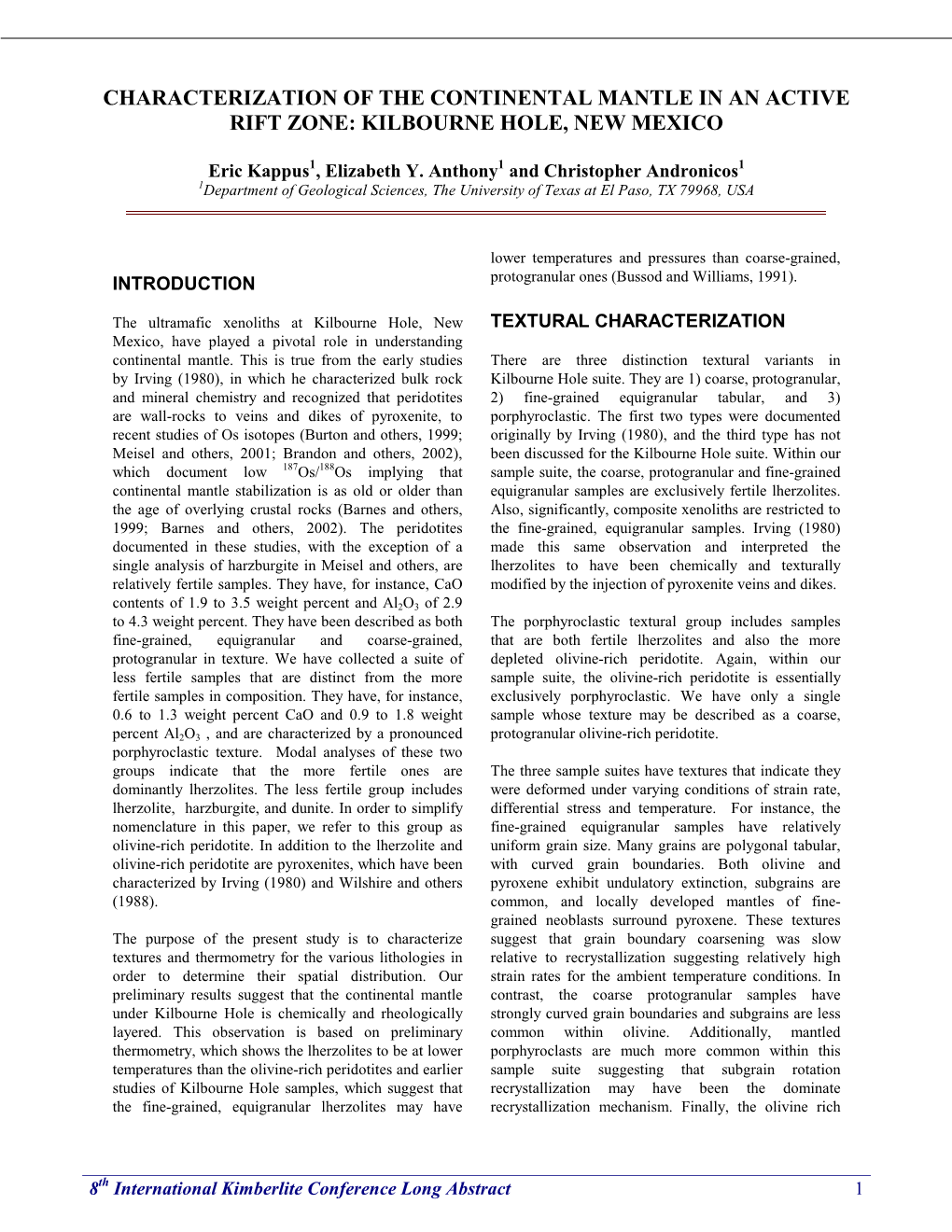 Characterization of the Continental Mantle in an Active Rift Zone: Kilbourne Hole, New Mexico