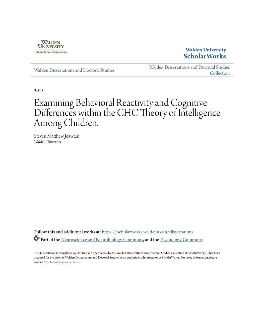 Examining Behavioral Reactivity and Cognitive Differences Within the CHC Theory of Intelligence Among Children