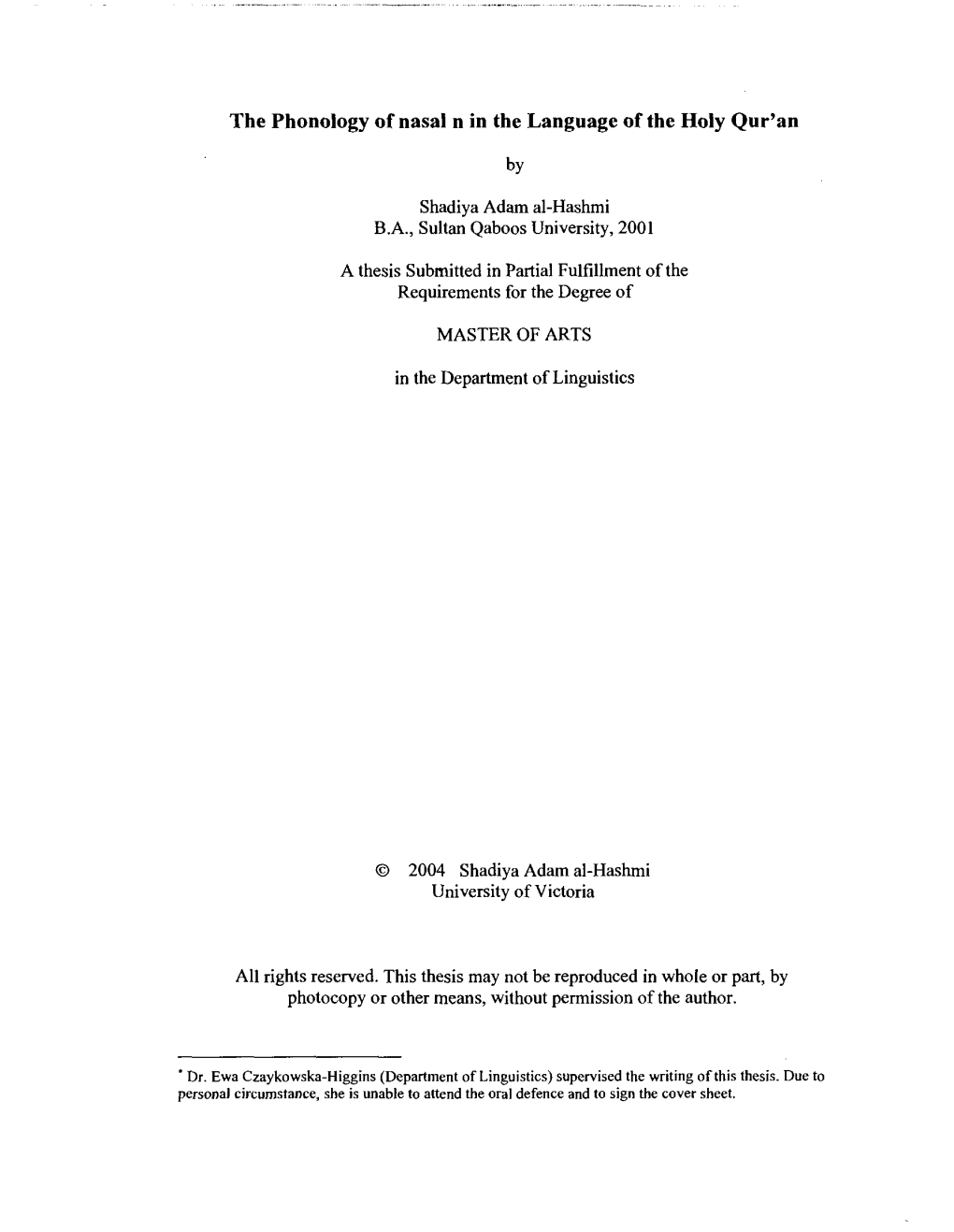 The Phonology of Nasal N in the Language of the Holy Qur'an