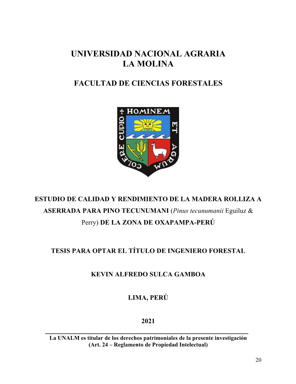 Universidad Nacional Agraria La Molina Facultad De