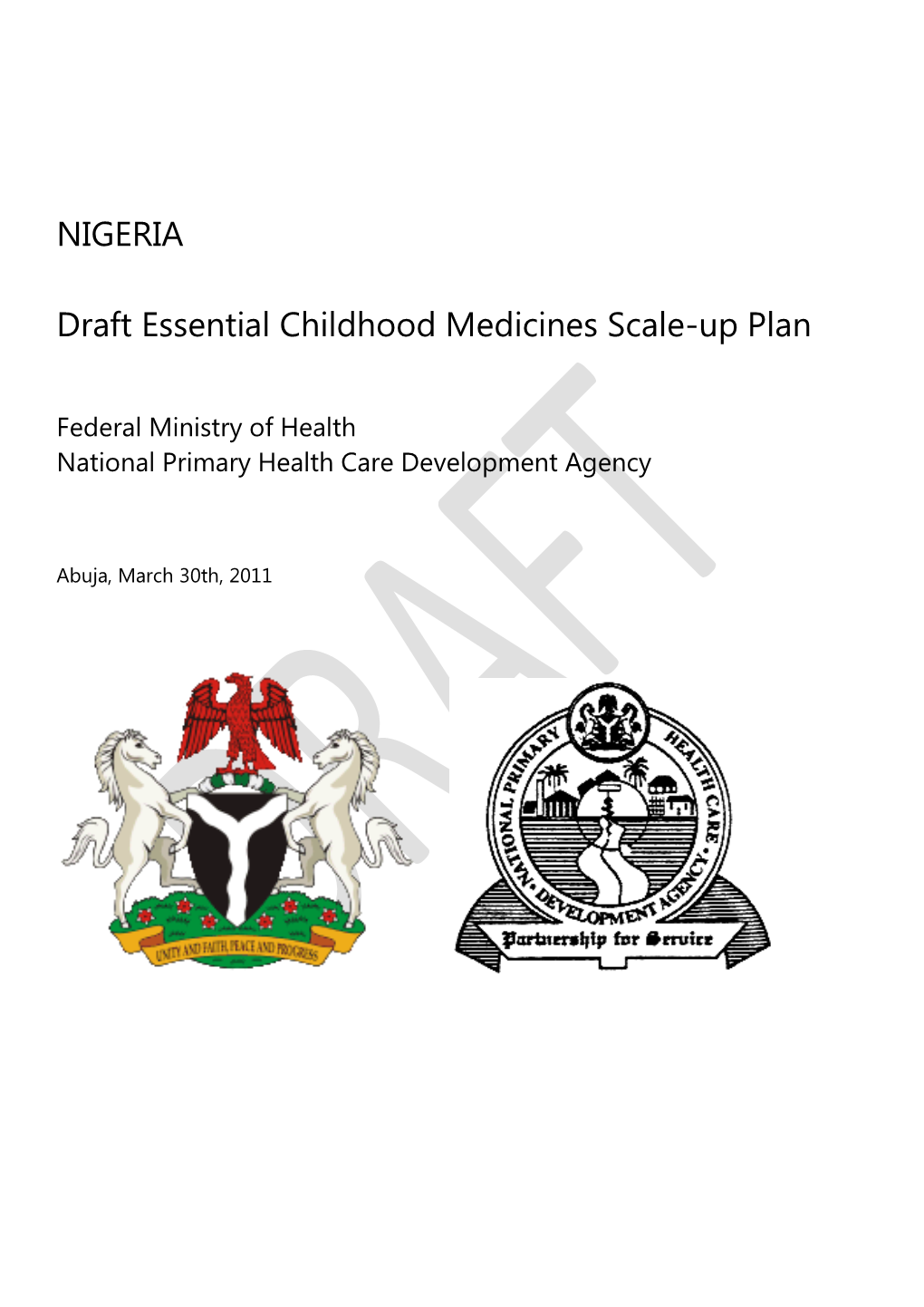 NIGERIA Draft Essential Childhood Medicines Scale-Up Plan