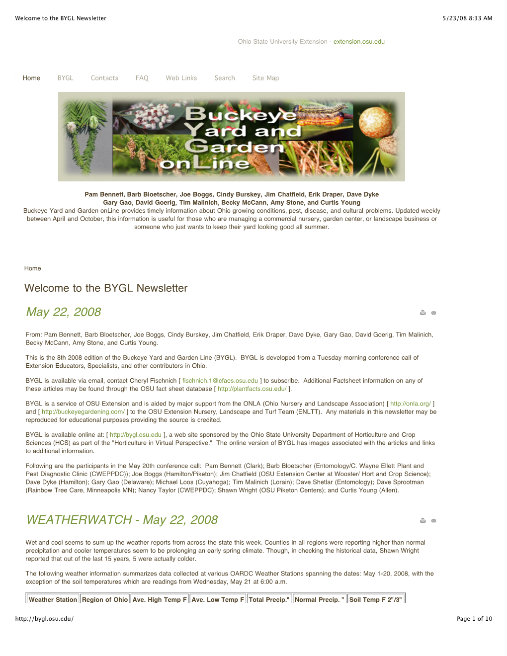 BYGL Newsletter May 22, 2008