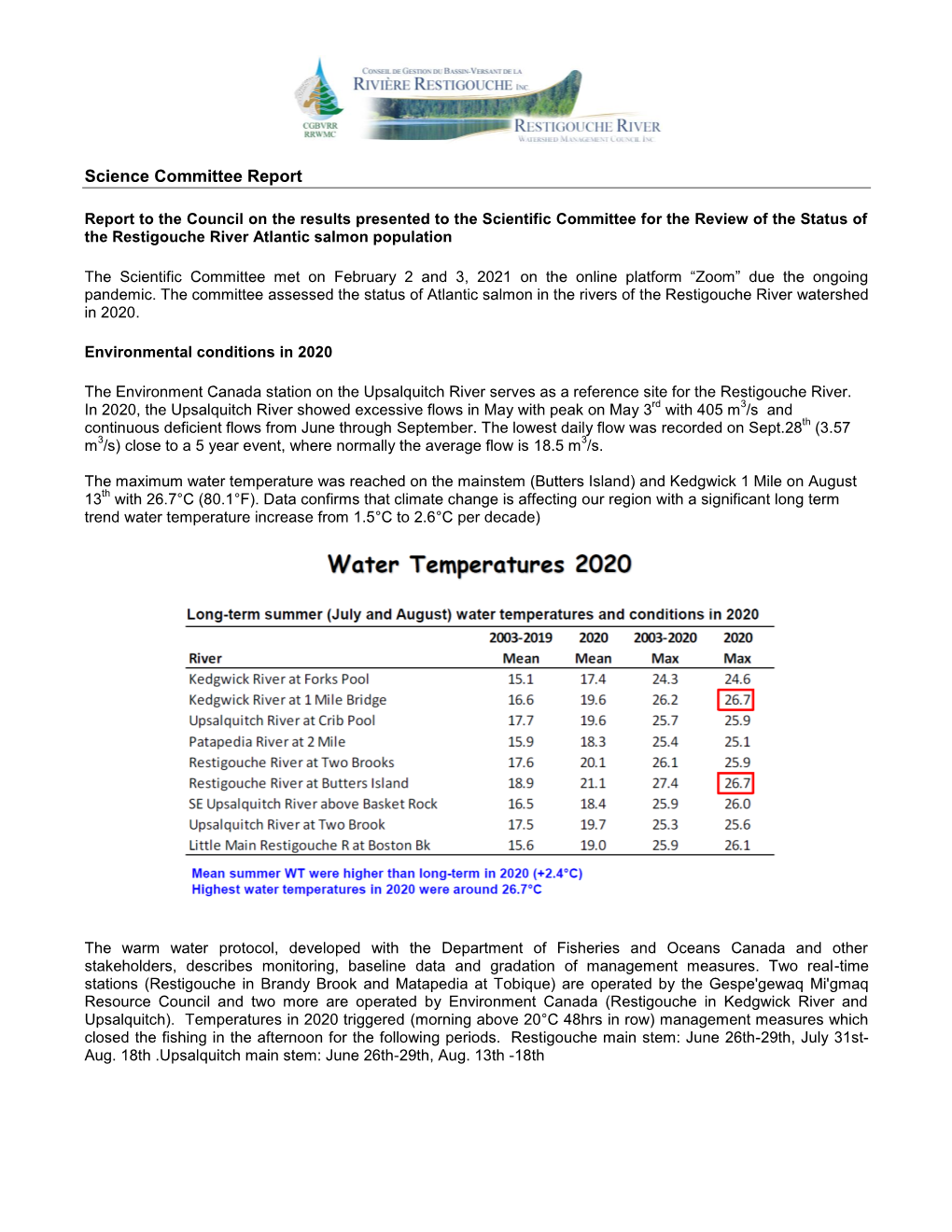 Science Committee Report