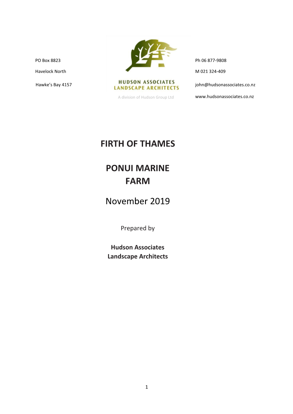 FIRTH of THAMES PONUI MARINE FARM November 2019