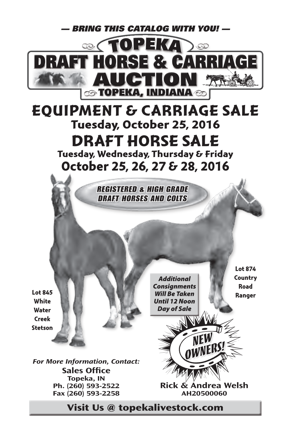 2016 Fall Draft Horse Auction Catalog