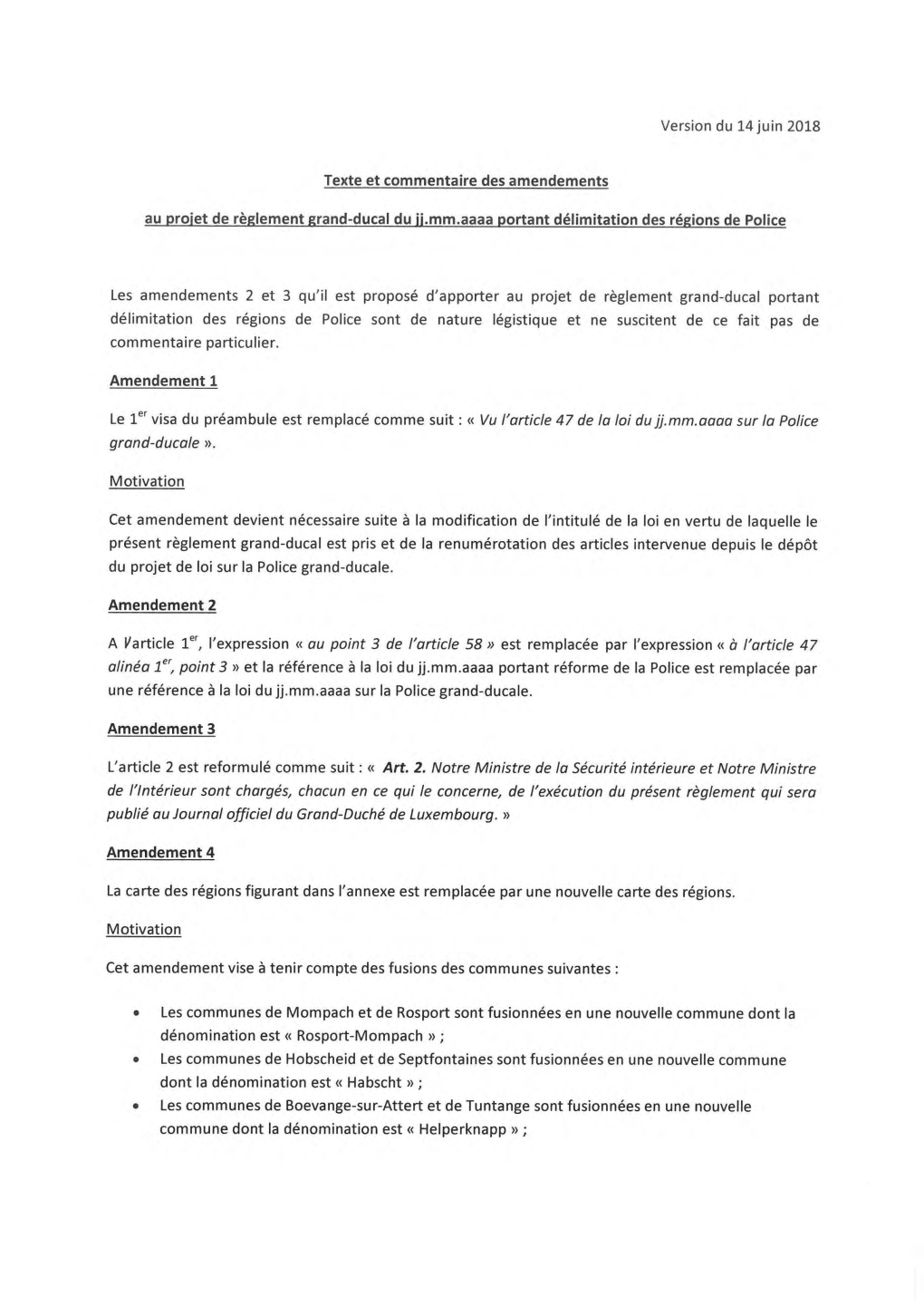 Texte Et Commentaire Des Amendements Au Projet De