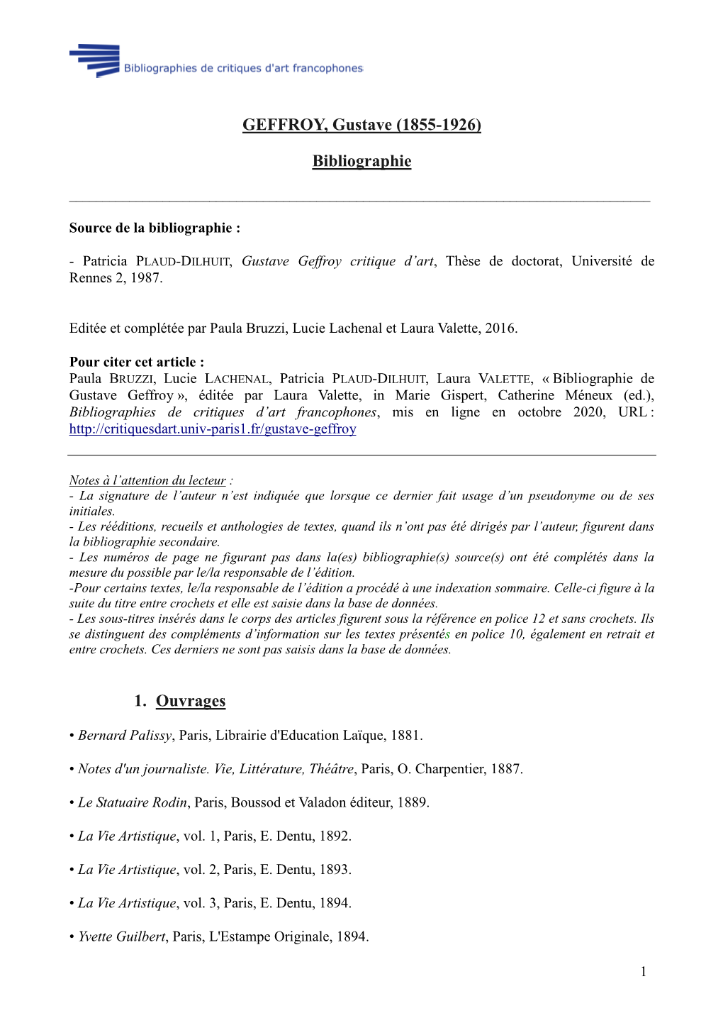 Gustave Geffroy Critique D’Art, Thèse De Doctorat, Université De Rennes 2, 1987