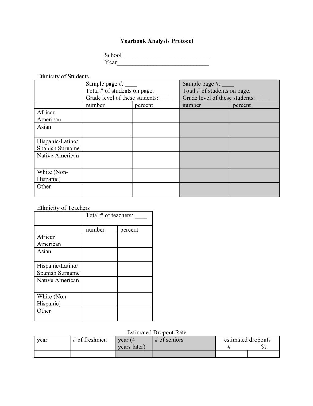 Yearbook Analysis Protocol