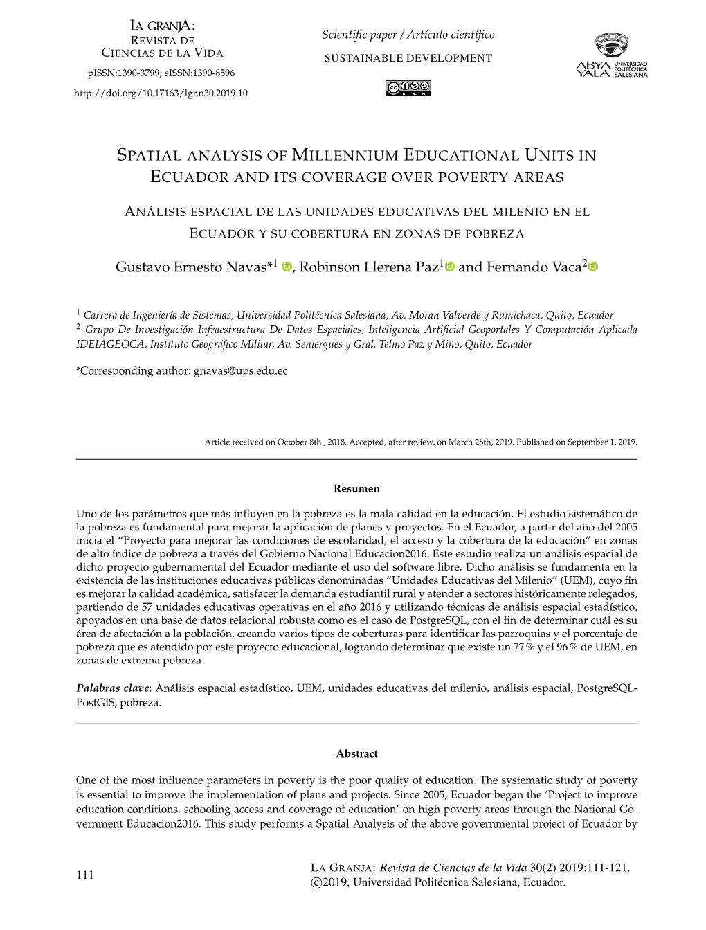 Spatial Analysis of Millennium Educational Units In