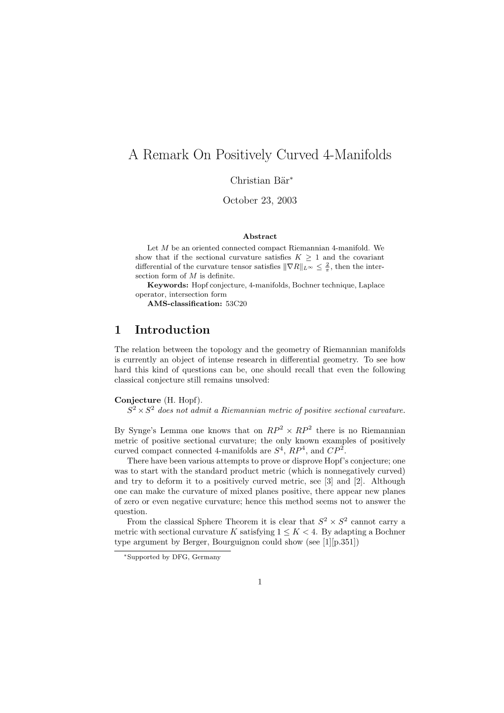 A Remark on Positively Curved 4-Manifolds