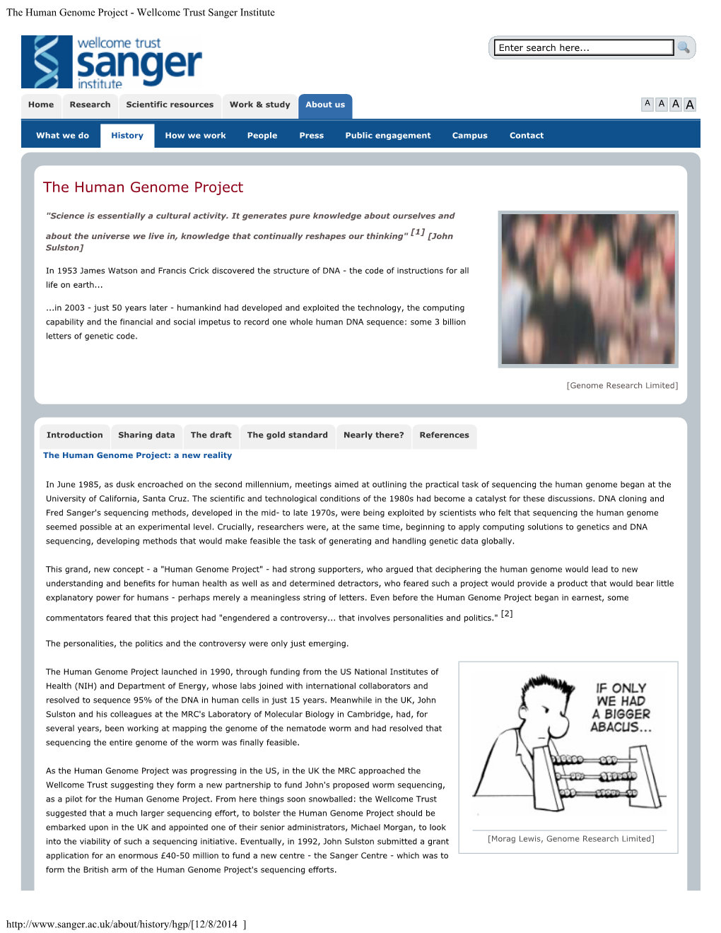 The Human Genome Project - Wellcome Trust Sanger Institute