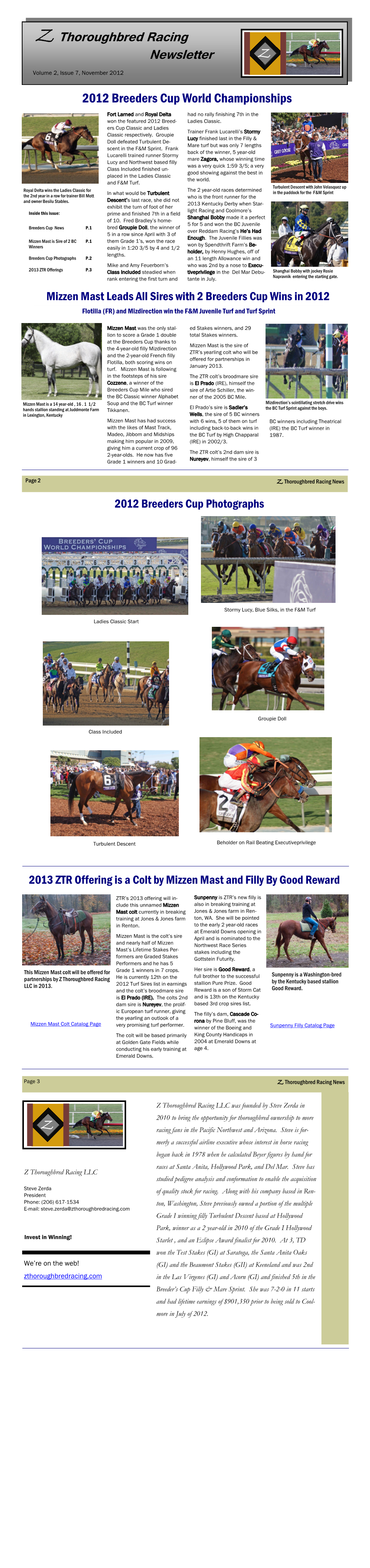 Zthoroughbred Racing Newsletter