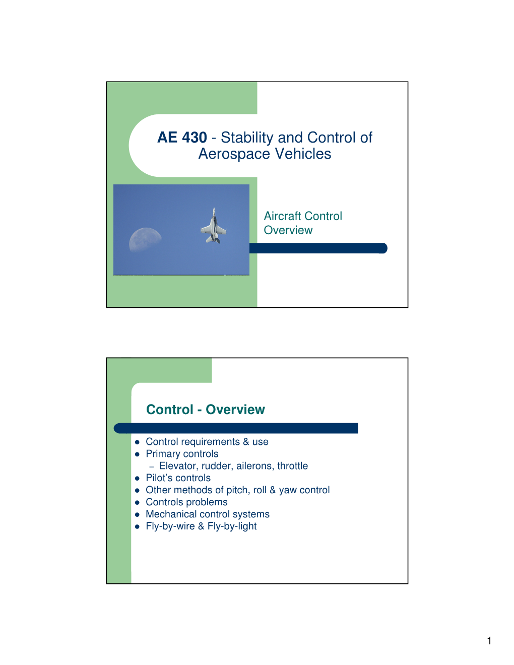 AE 430 - Stability and Control of Aerospace Vehicles