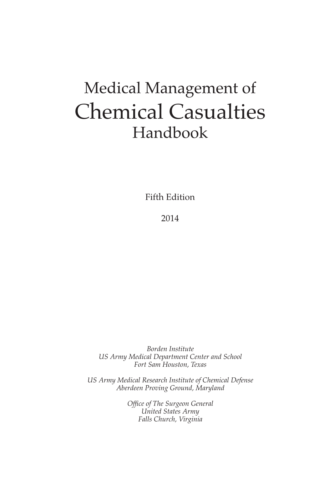 Medical Management of Chemical Casualties Handbook