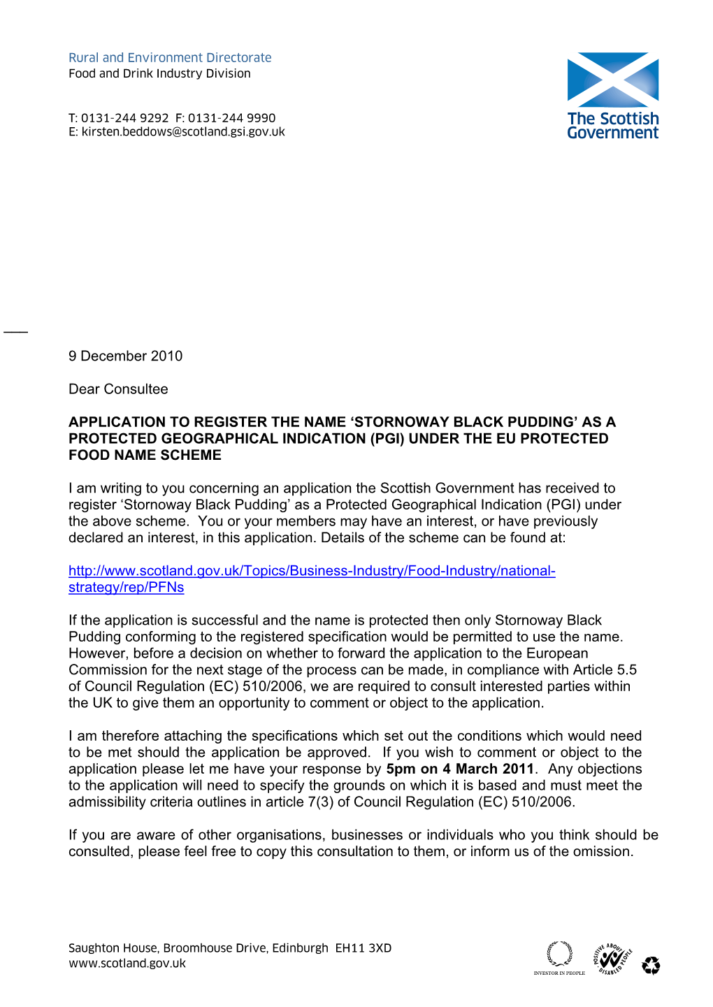 Stornoway Black Pudding’ As a Protected Geographical Indication (Pgi) Under the Eu Protected Food Name Scheme