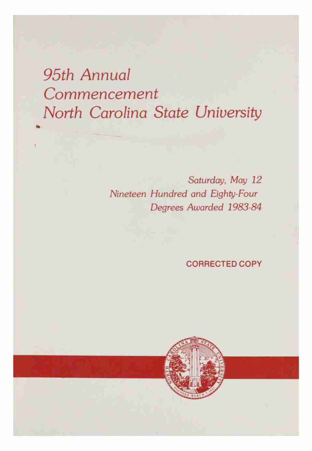 95Th Annual Commencement North Carolina State University Saturday