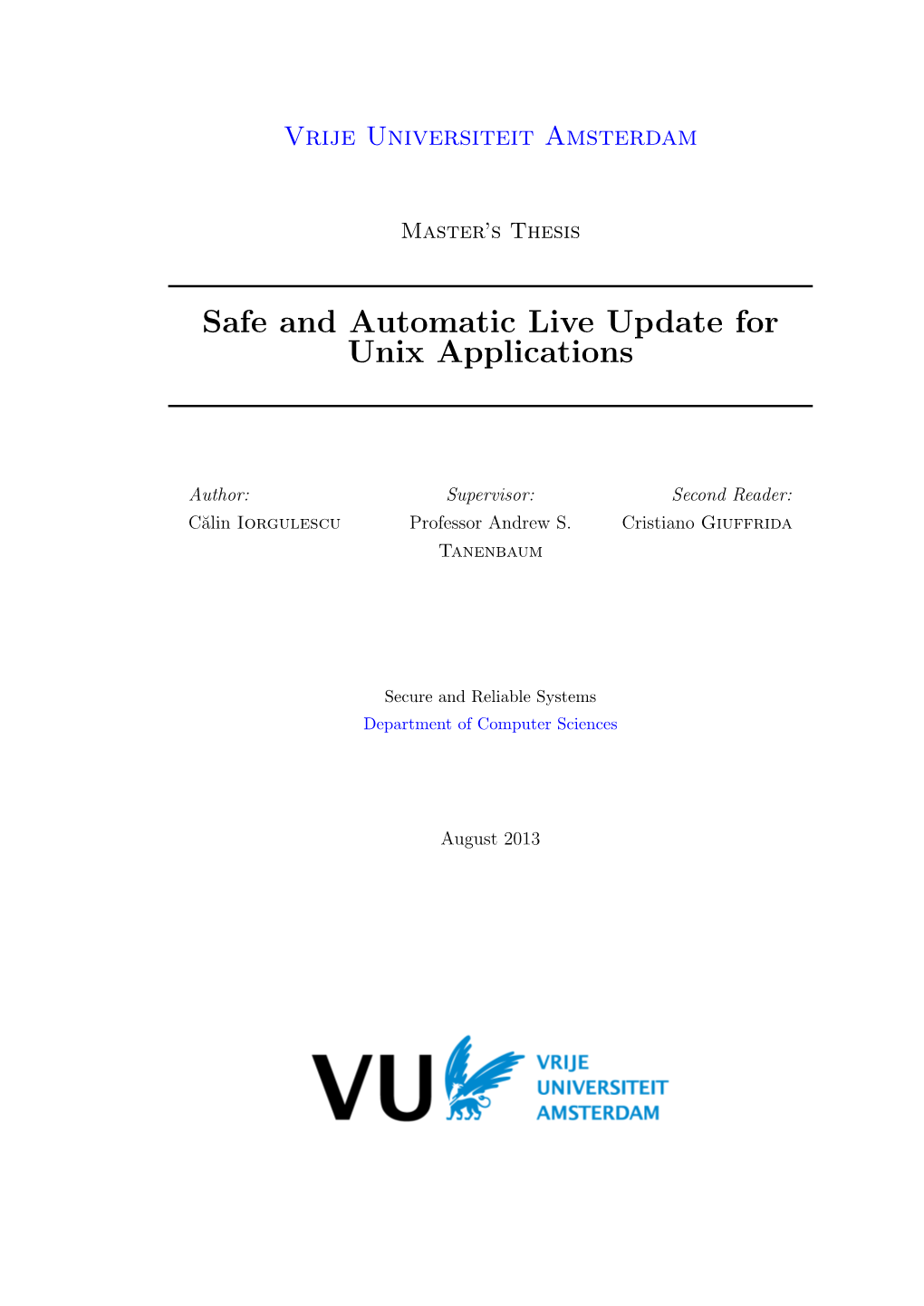 Safe and Automatic Live Update for Unix Applications