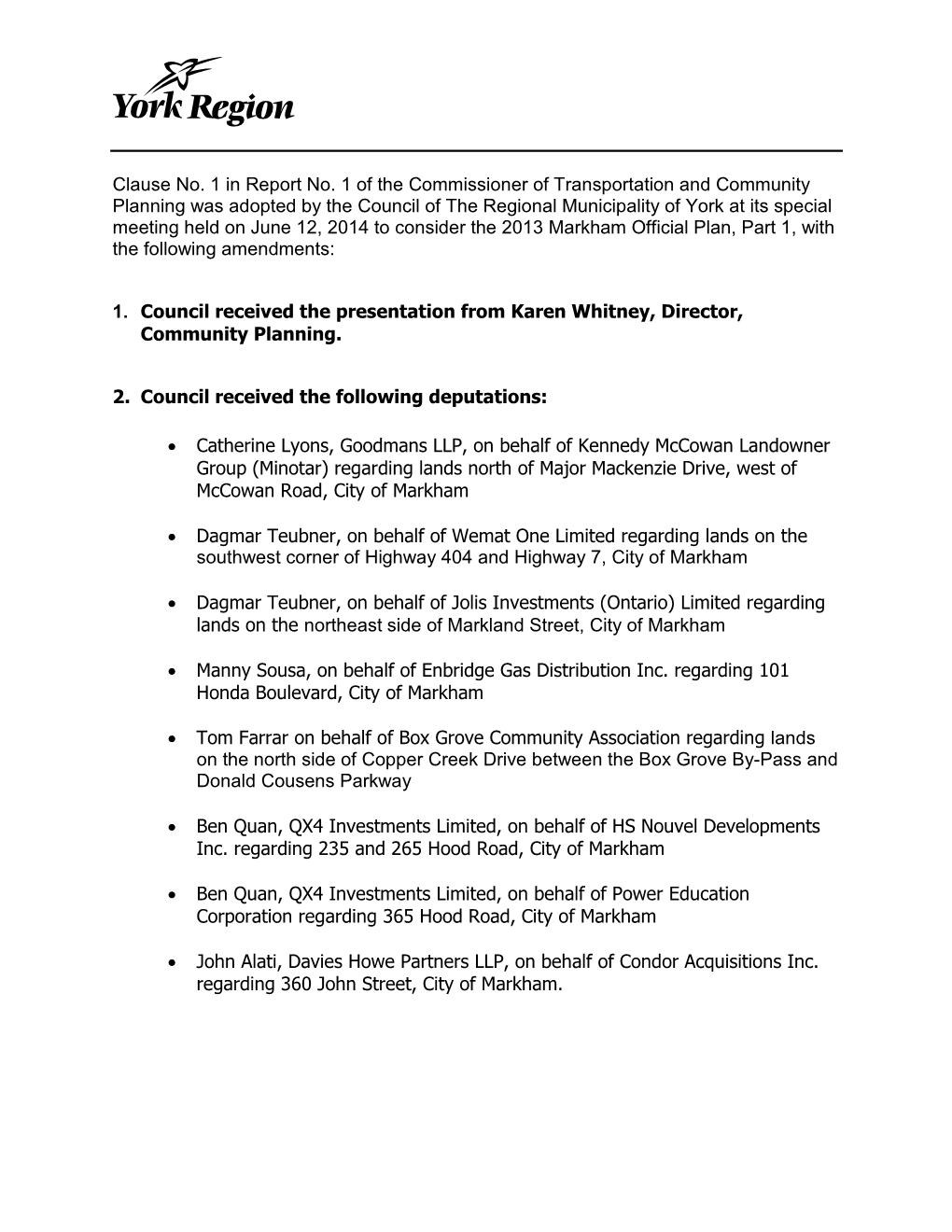 2013 City of Markham Official Plan, Part 1