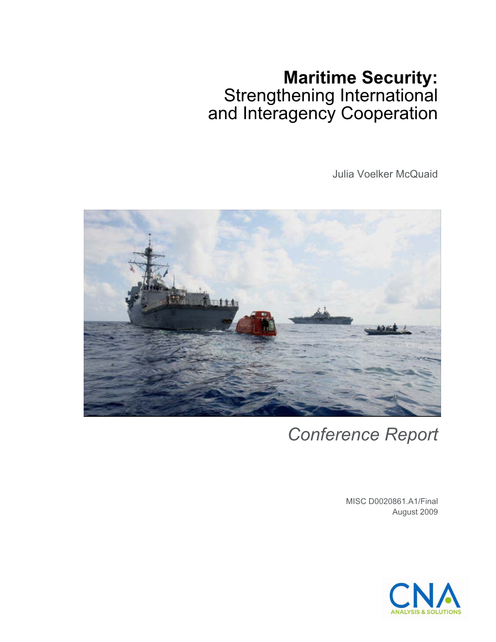 Maritime Security: Strengthening International and Interagency Cooperation