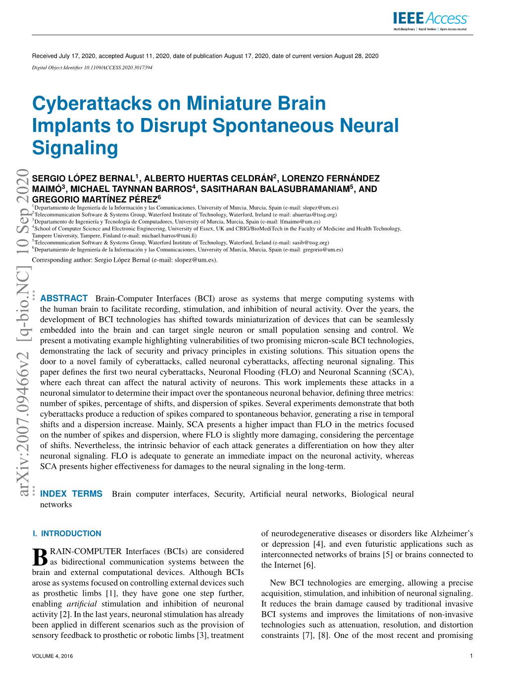 Cyberattacks on Miniature Brain Implants to Disrupt Spontaneous Neural Signaling