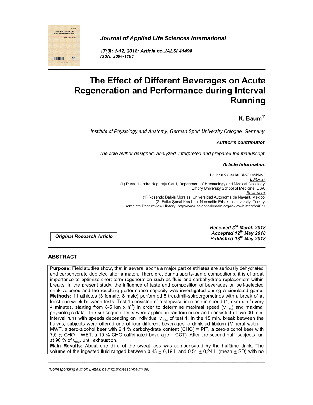 The Effect of Different Beverages on Acute Regeneration and Performance During Interval Running