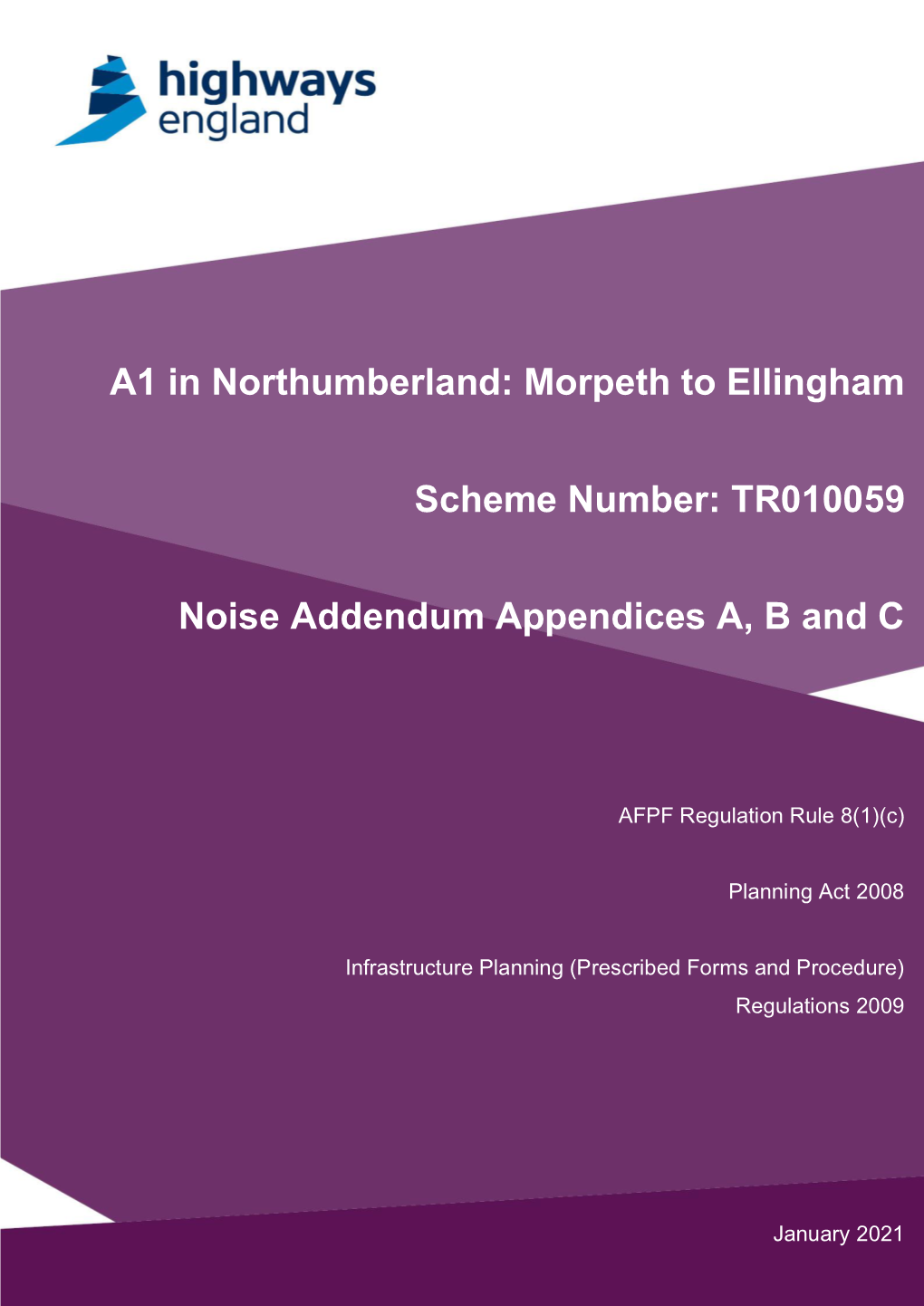 A1 in Northumberland: Morpeth to Ellingham Scheme Number