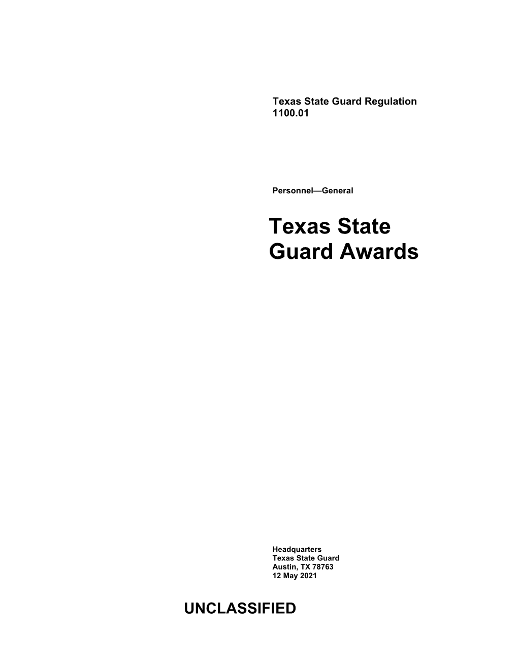 Texas State Guard Awards