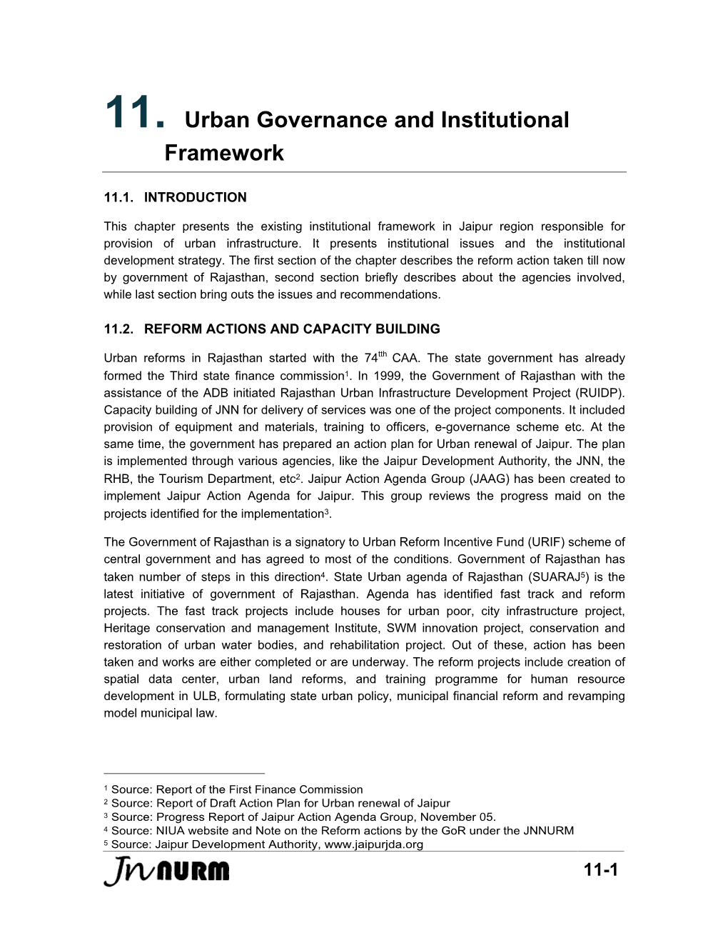 11. Urban Governance and Institutional Framework