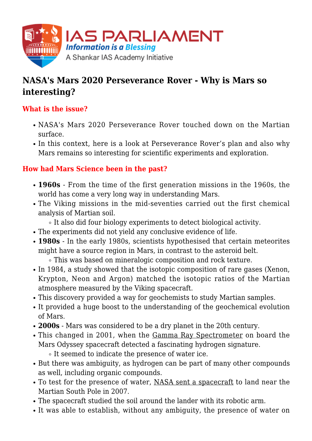 NASA's Mars 2020 Perseverance Rover - Why Is Mars So Interesting?