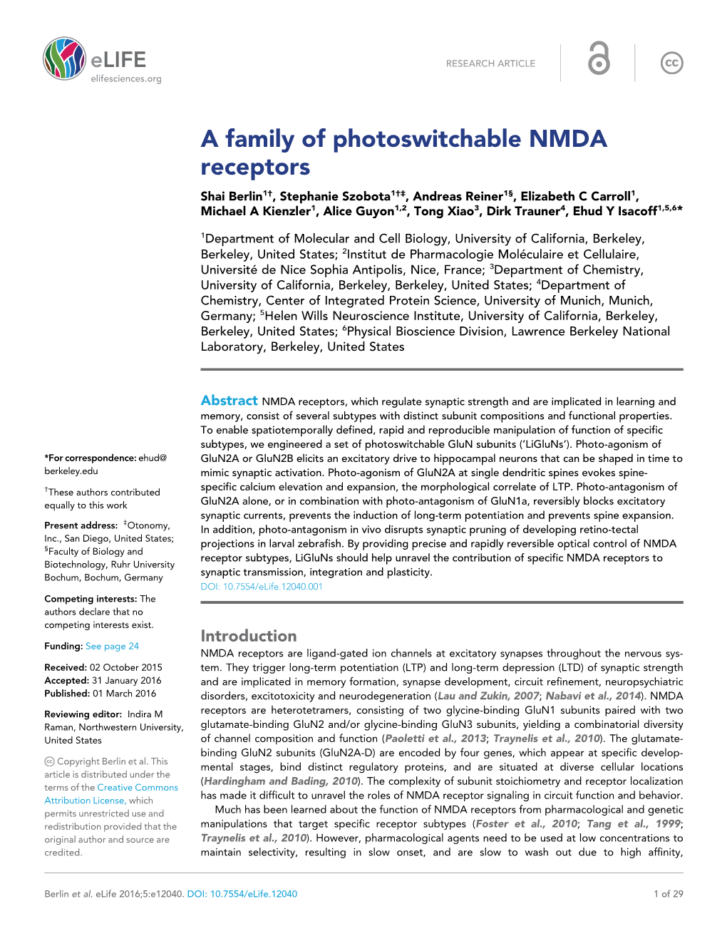 A Family of Photoswitchable NMDA Receptors
