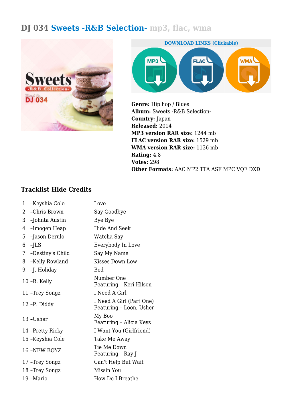 DJ 034 Sweets -R&B Selection- Mp3, Flac