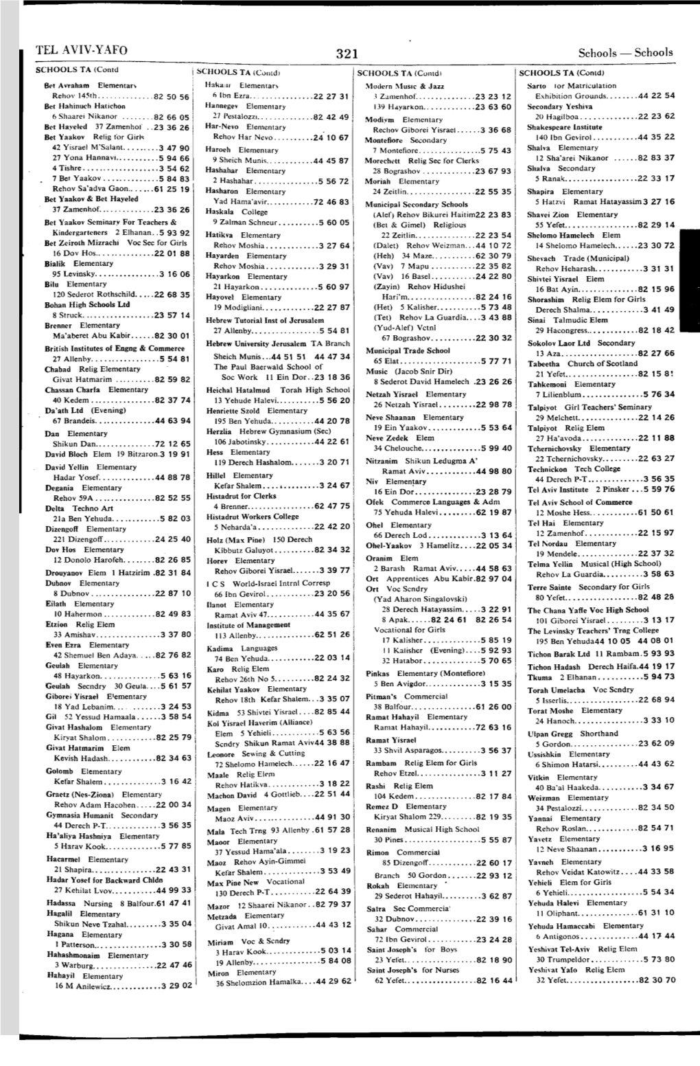 TEL AVIV-YAFO 321 Schools — Schools