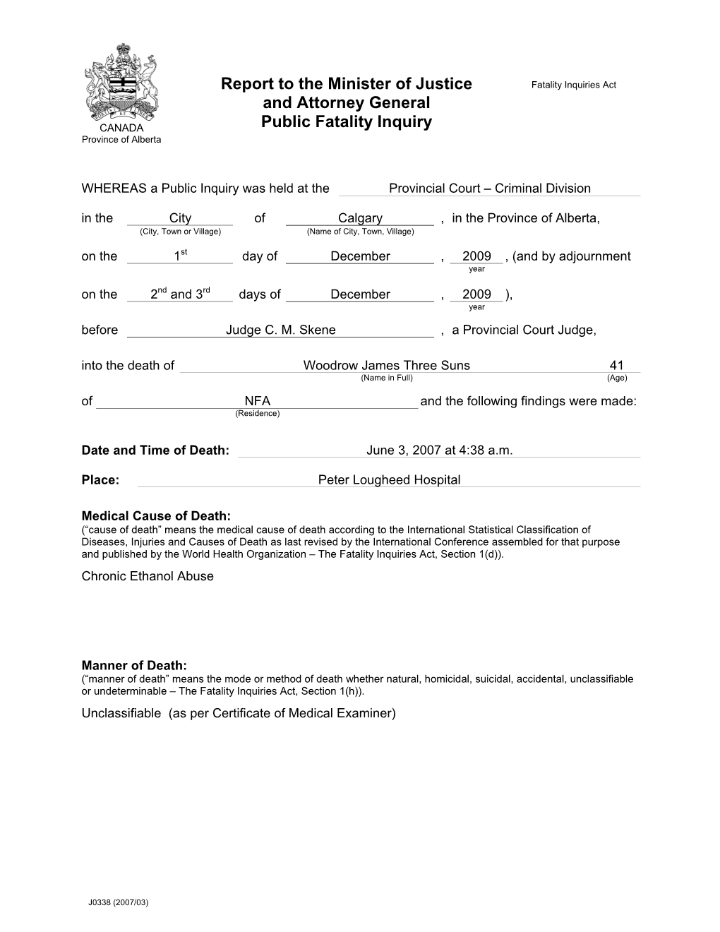 Report to the Minister of Justice and Attorney General of Alberta