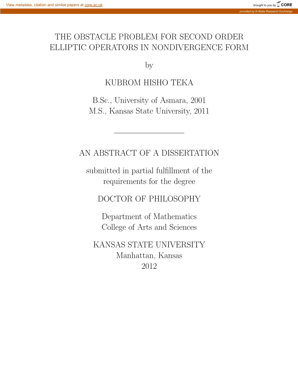 The Obstacle Problem for Second Order Elliptic Operators in Nondivergence Form