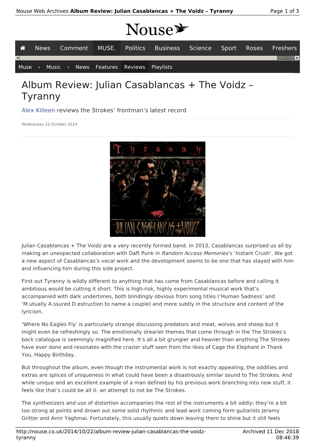 Album Review: Julian Casablancas + the Voidz – Tyranny | Nouse