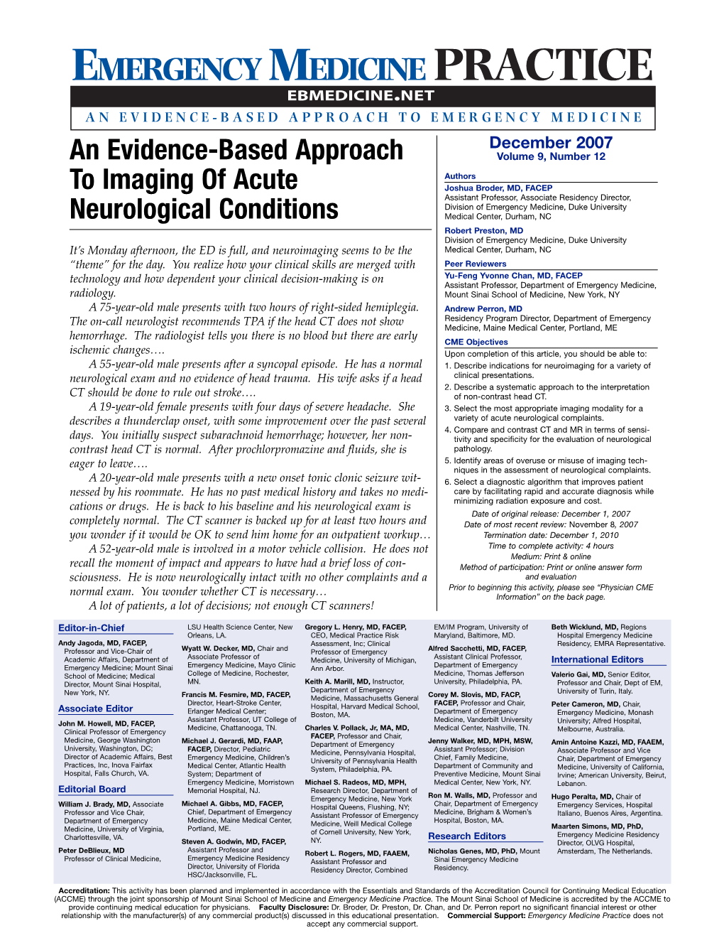 An Evidence-Based Approach to Imaging of Acute Neurological