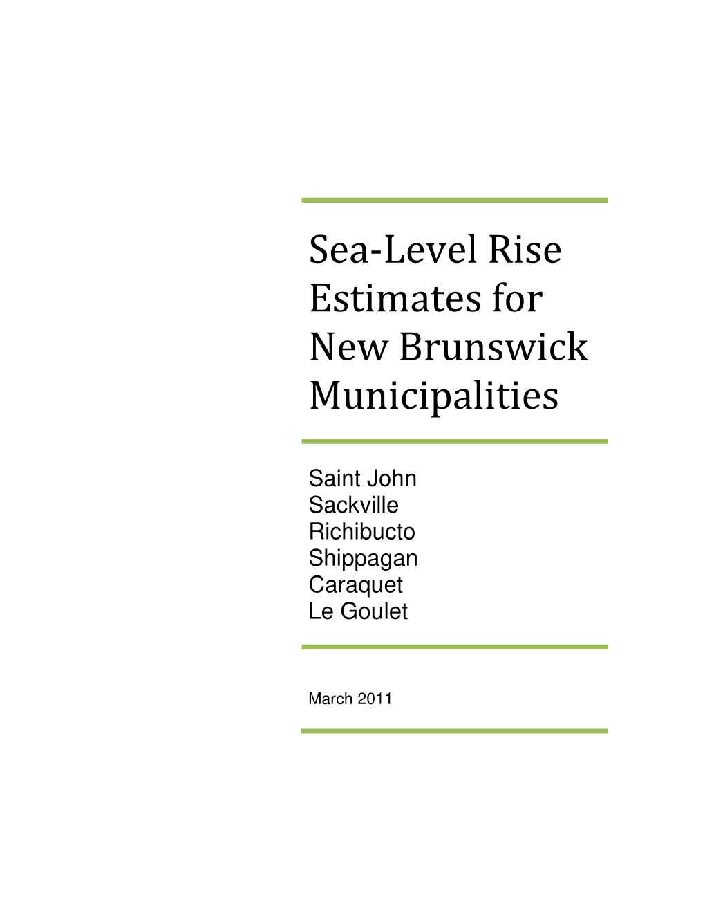 Sea-Level Rise Estimates for New Brunswick Municipalities