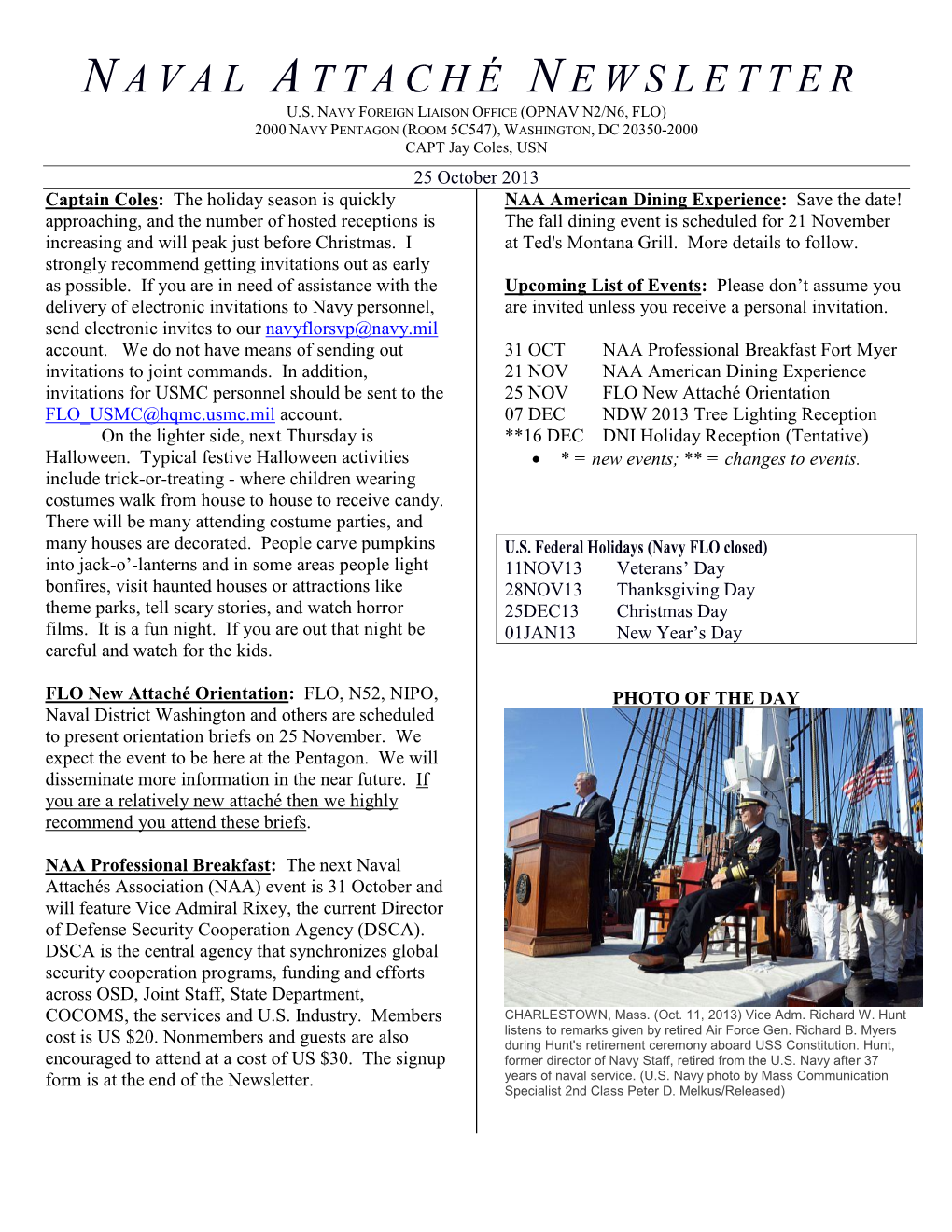 Naval Attaché Newsletter
