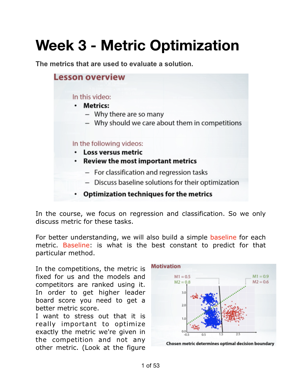 Week 3 - Metric Optimization