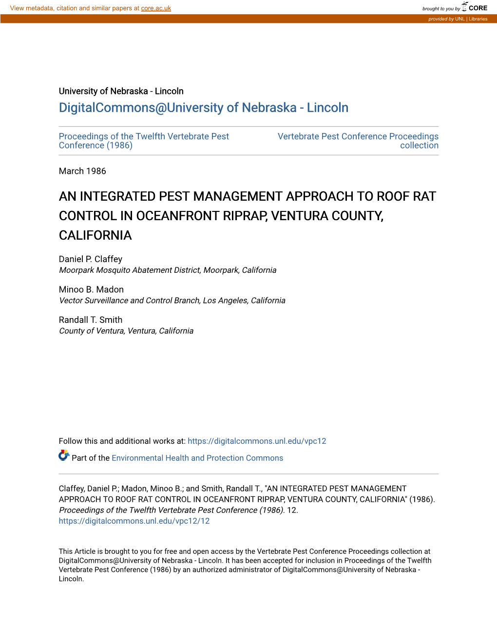 An Integrated Pest Management Approach to Roof Rat Control in Oceanfront Riprap, Ventura County, California