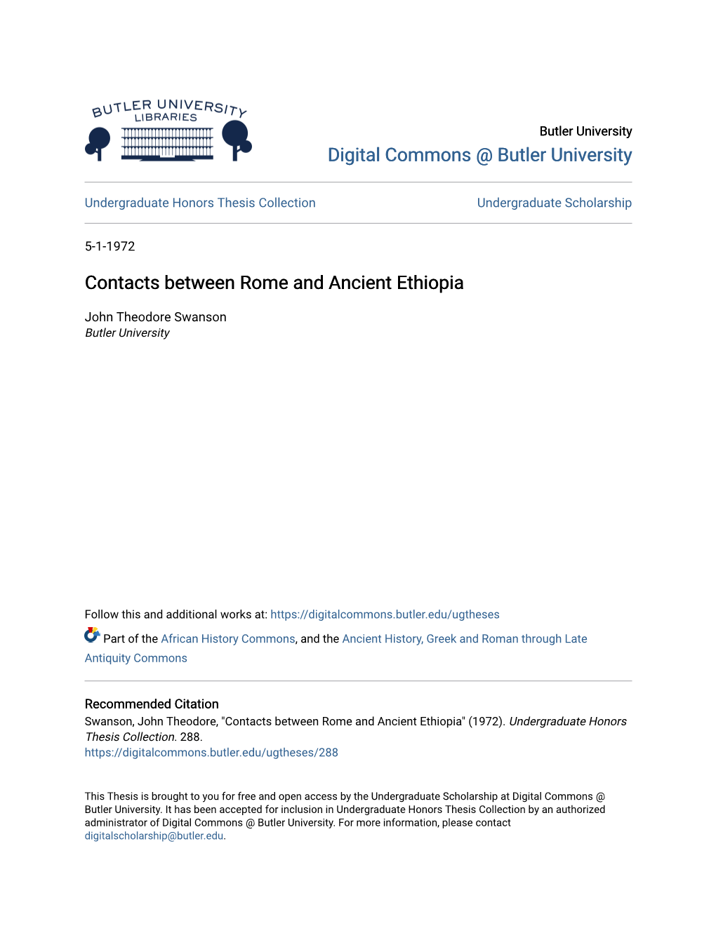 Contacts Between Rome and Ancient Ethiopia