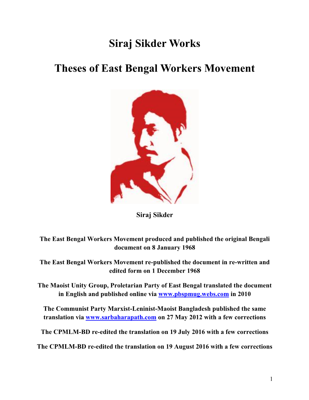 Theses of East Bengal Workers Movement