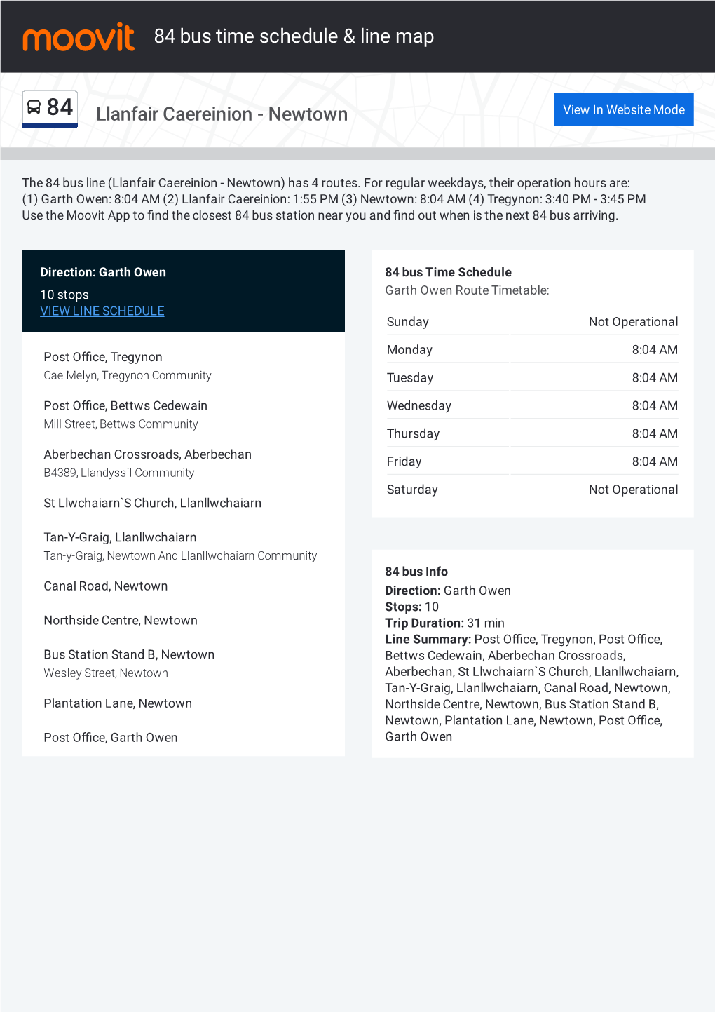 84 Bus Time Schedule & Line Route