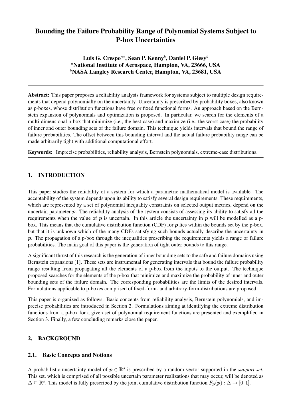 Bounding the Failure Probability Range of Polynomial Systems Subject to P-Box Uncertainties