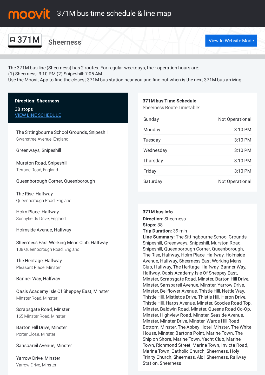 371M Bus Time Schedule & Line Route