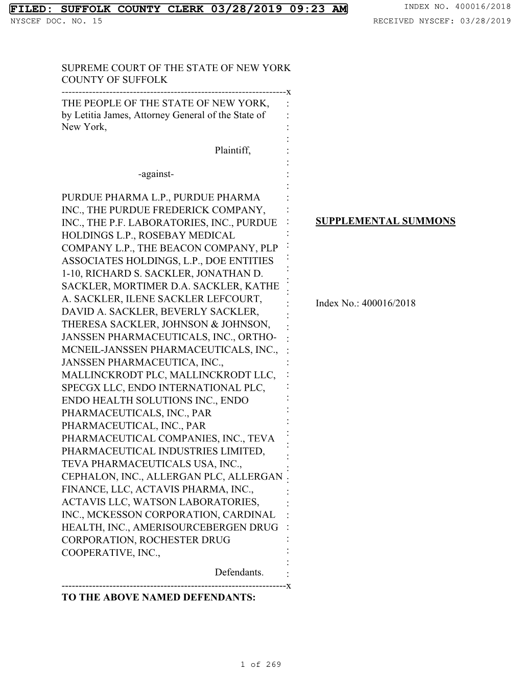 Filed: Suffolk County Clerk 03/28/2019 09:23 Am Index No