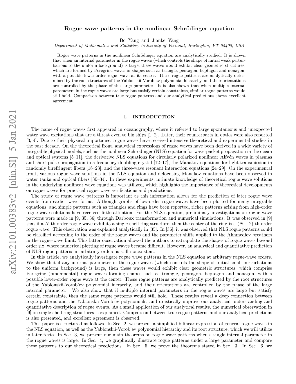 Arxiv:2101.00383V2 [Nlin.SI] 5 Jan 2021