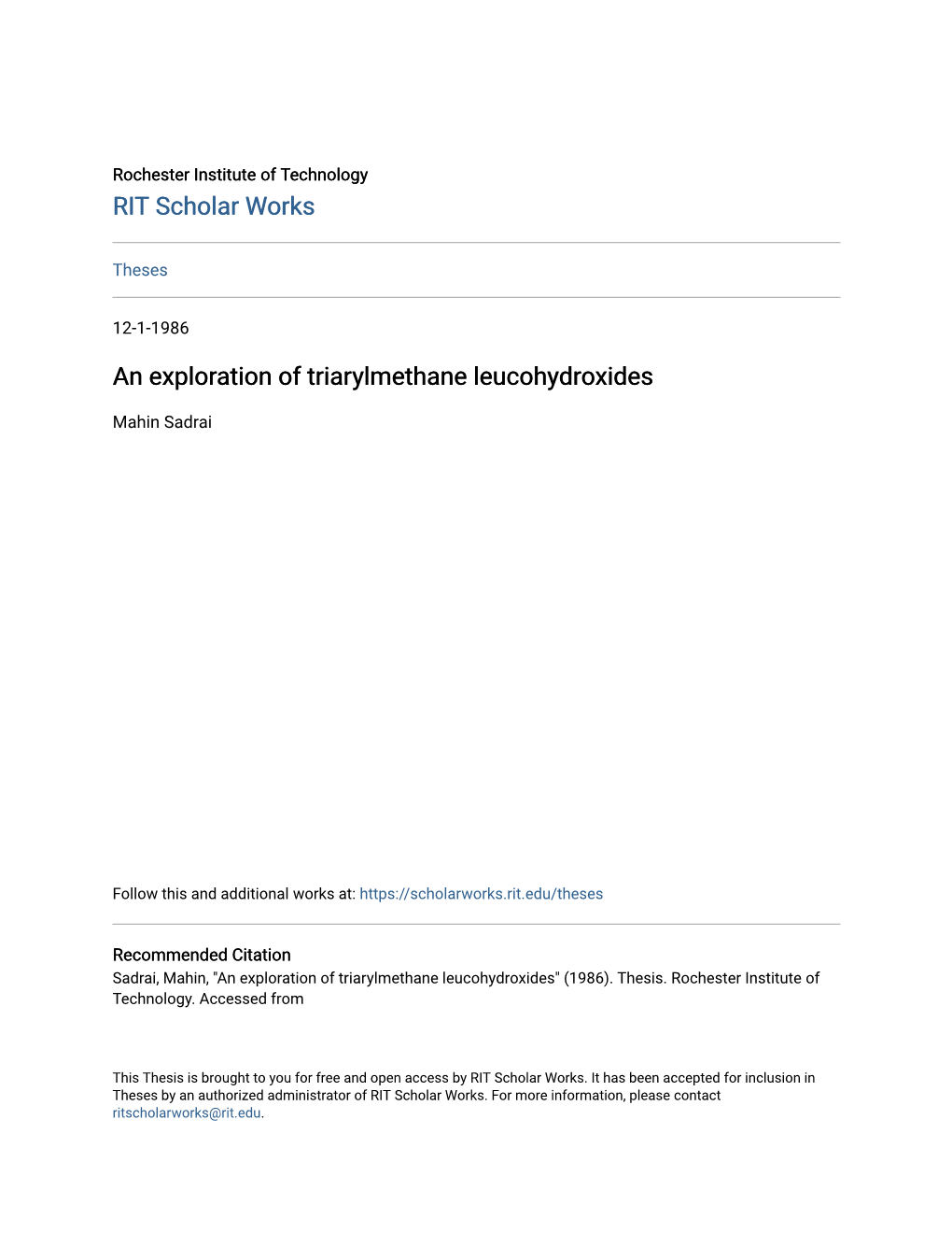 An Exploration of Triarylmethane Leucohydroxides