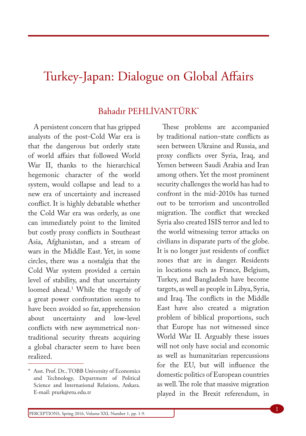 Turkey-Japan: Dialogue on Global Affairs