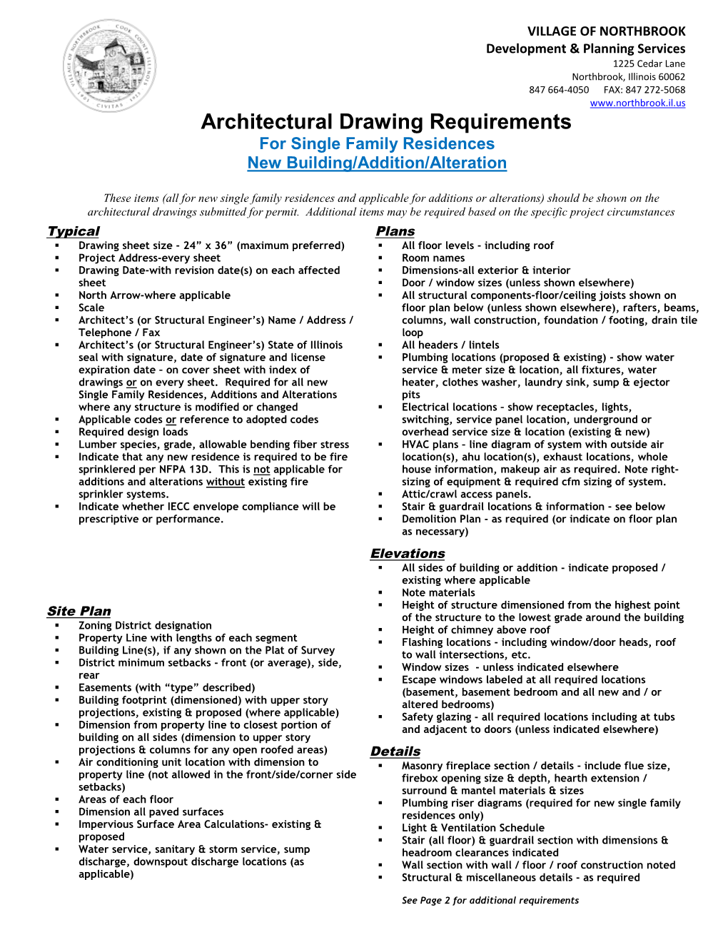 Architectural Drawing Requirements for Single Family Residences New Building/Addition/Alteration